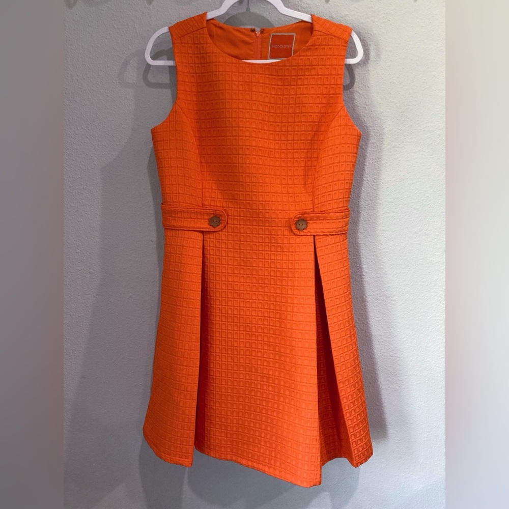 ModCloth Bright Mod Vintage inspired Flower Button Retro Fit And Flare Dress